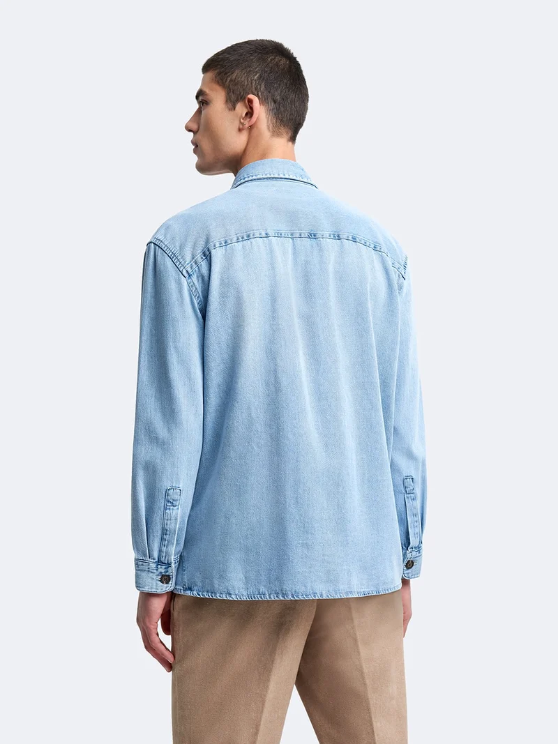 Chemise regular en denim unie