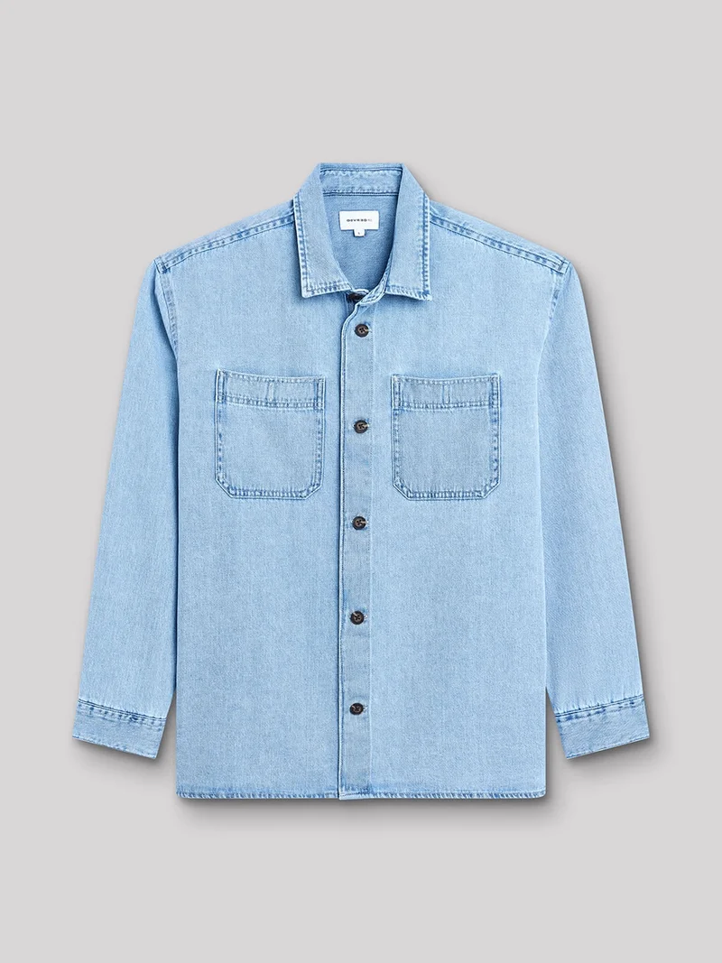 Chemise regular en denim unie