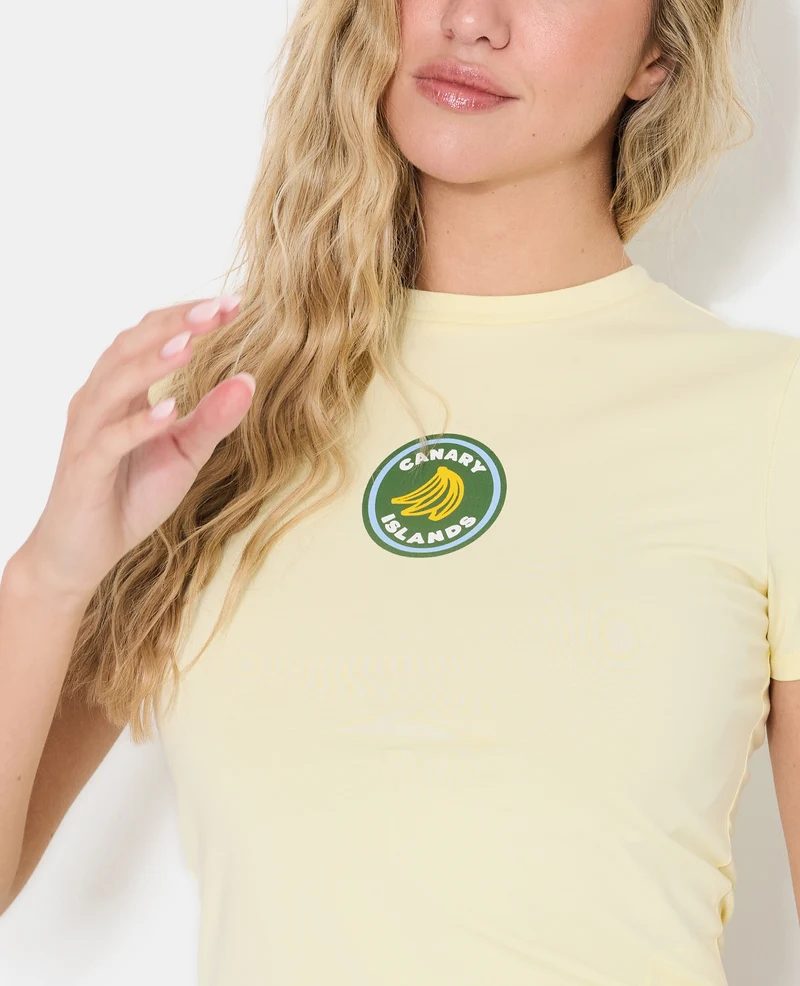 T-shirt ajusté avec print bananes devant