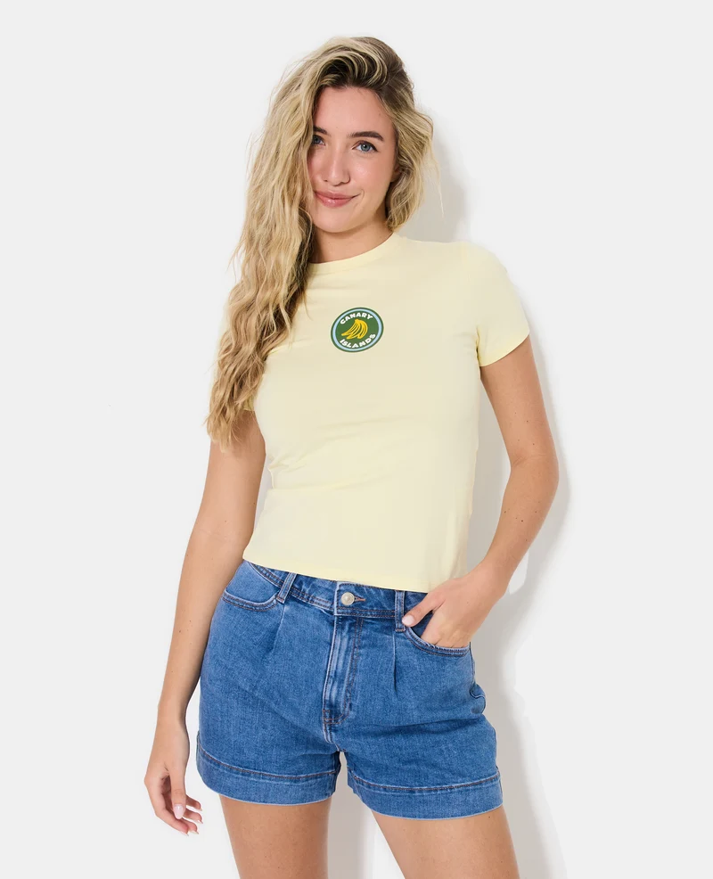 T-shirt ajusté avec print bananes devant