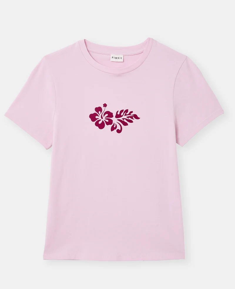 T-shirt ajusté avec print fleurs devant