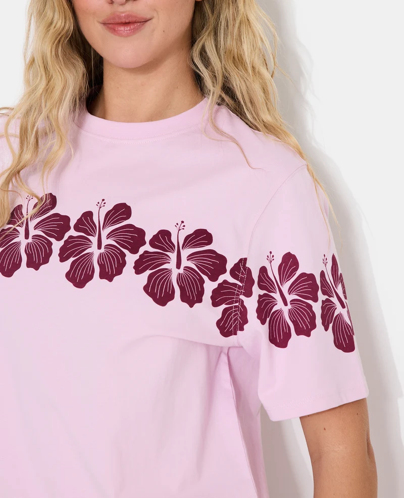 T-shirt oversize avec print fleurs hawaï devant et dos