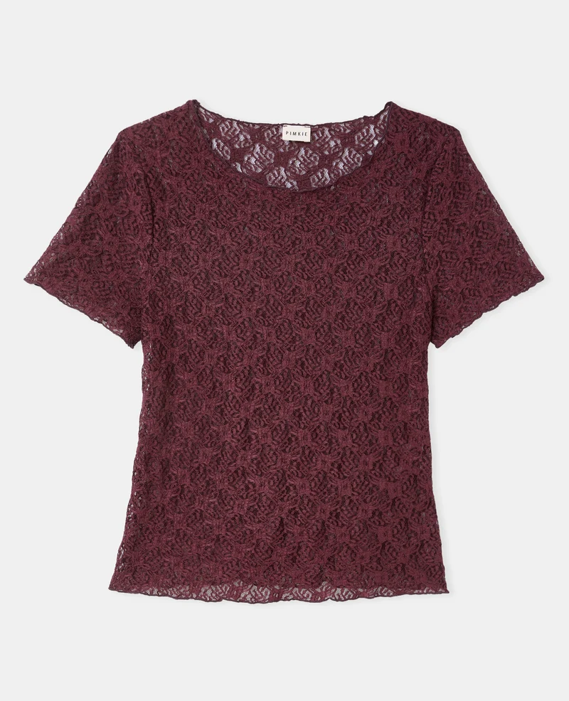 T-shirt en dentelle manches courtes
