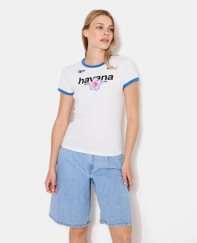T-shirt ajusté avec print HAVANA + fleur