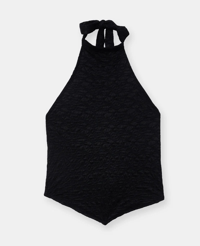 Top dos-nu en tissu texturé