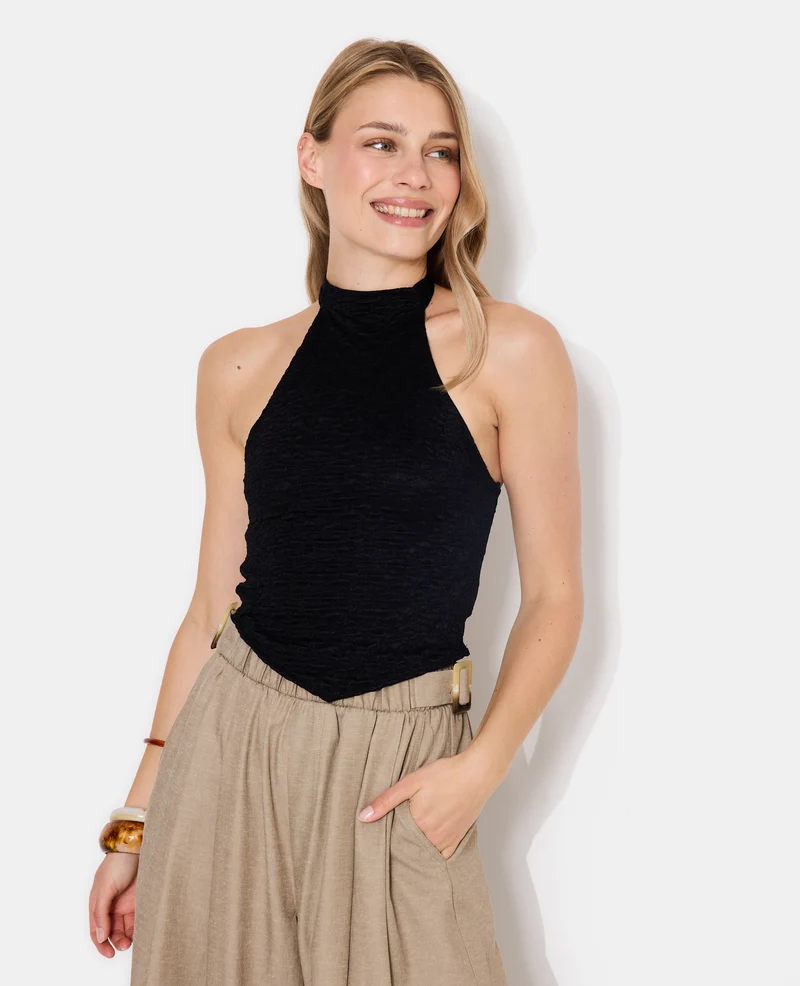 Top dos-nu en tissu texturé
