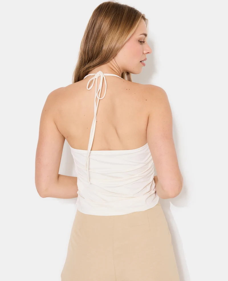 Top dos-nu col bénitier avec perles