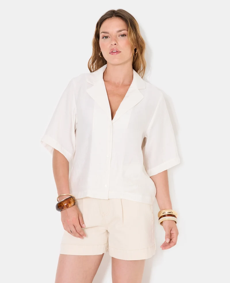 Chemise manches courtes col tailleur