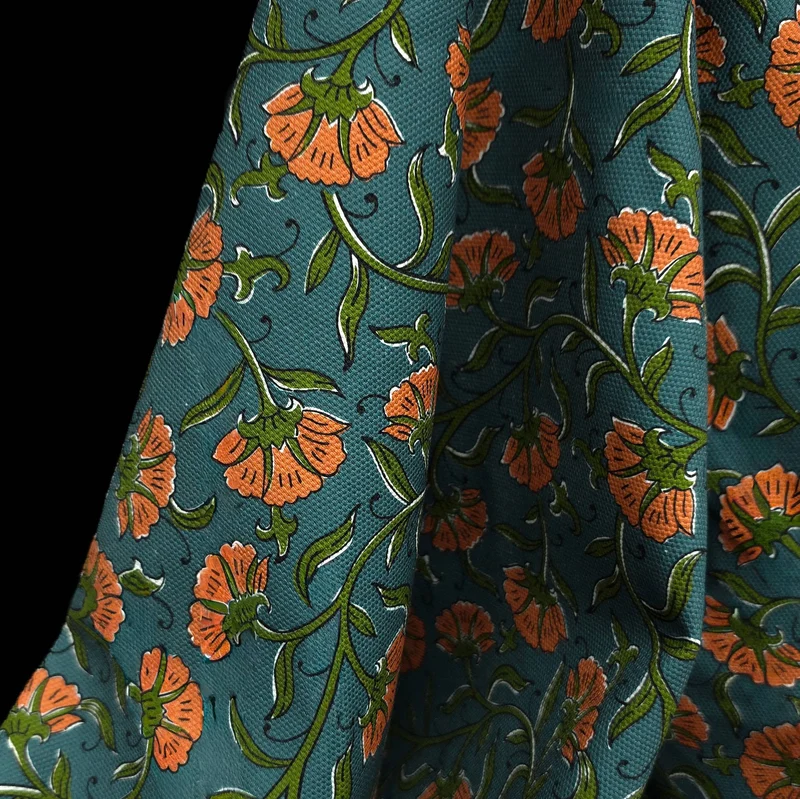 Canevas 100 % coton | Jardin Block Print | Exclusivité Les Tissées
