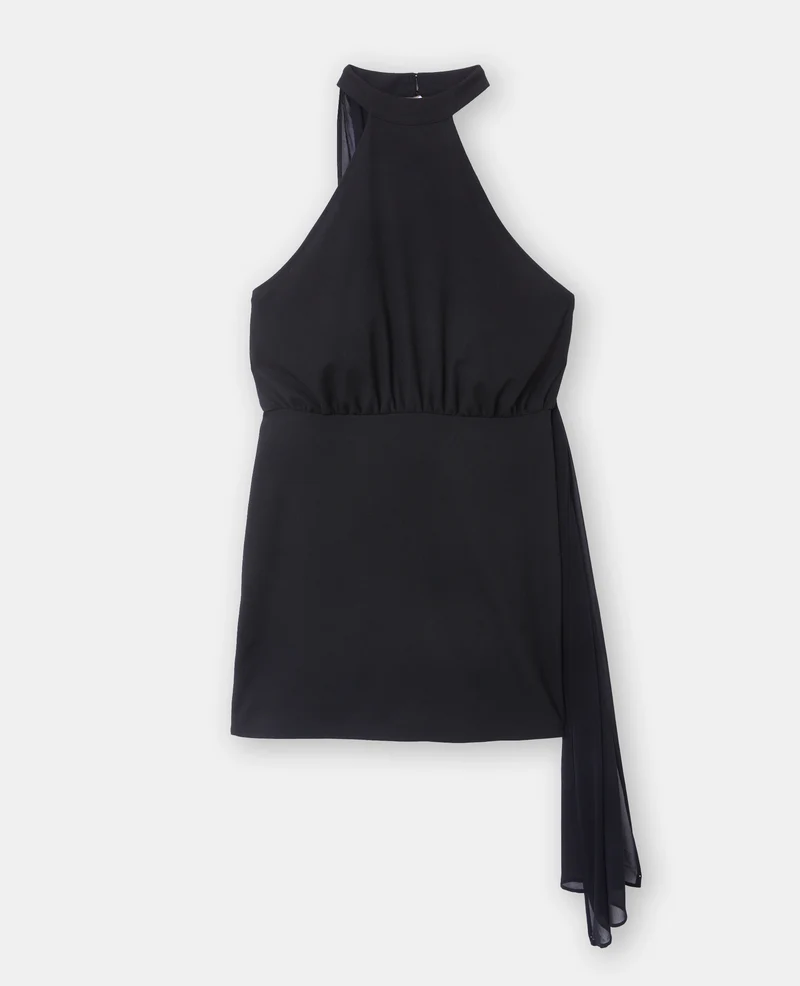 Robe courte avec tour de cou et foulard