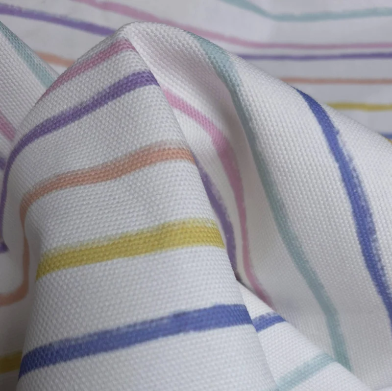 Canevas 100 % coton | Rayures côtières pastel | Multicolore | Exclusivité Les Tissées