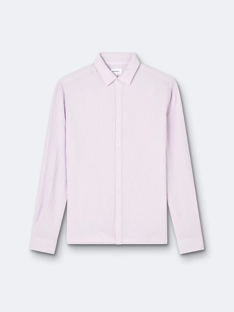 Chemise slim en gaze de coton unie