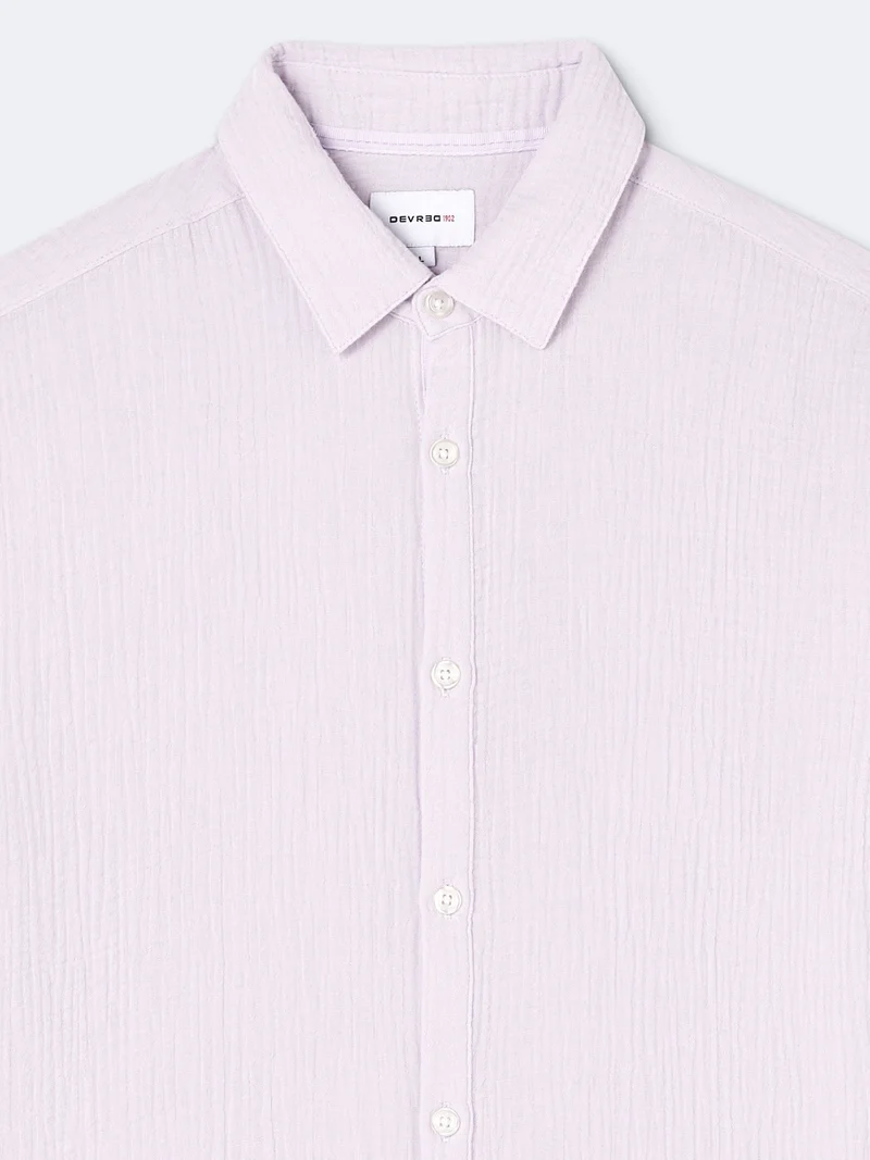 Chemise slim en gaze de coton unie