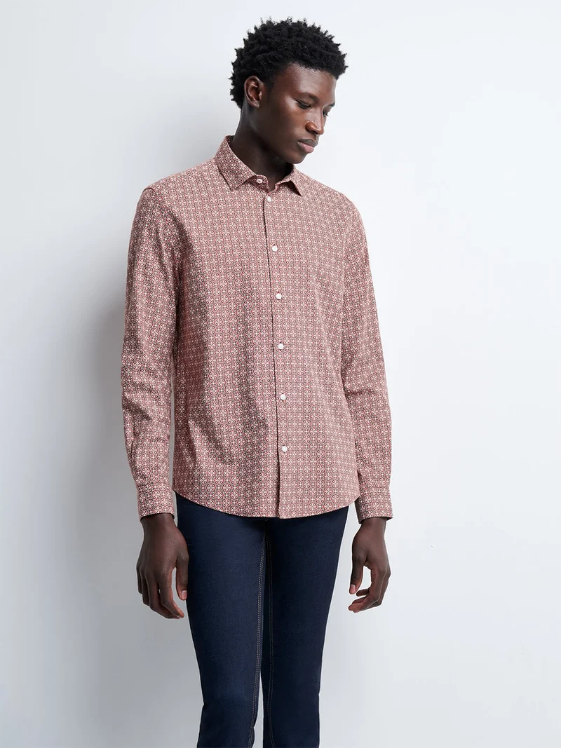 Chemise slim en twill géométrique