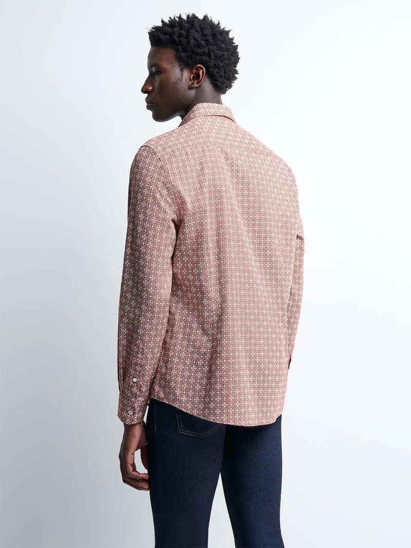Chemise slim en twill géométrique