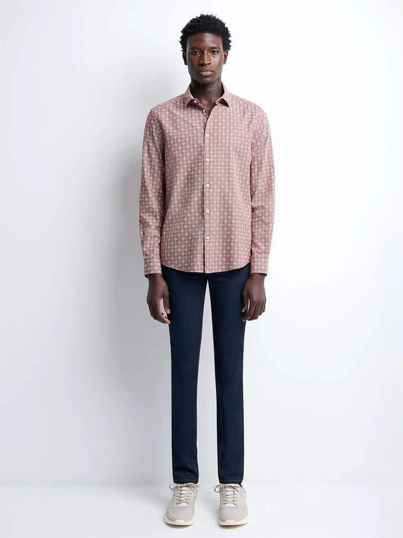 Chemise slim en twill géométrique