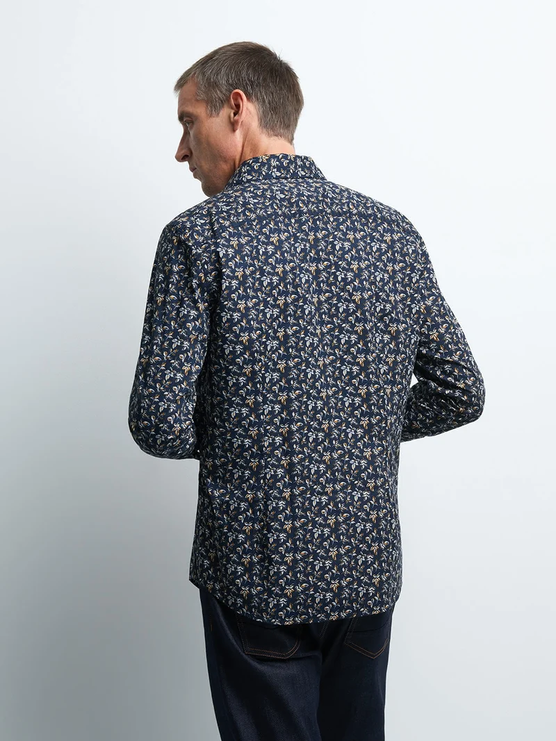 Chemise slim en popeline fleurie