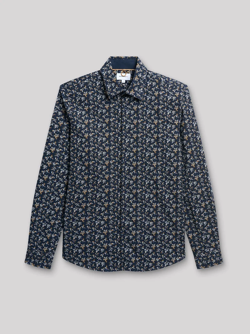Chemise slim en popeline fleurie