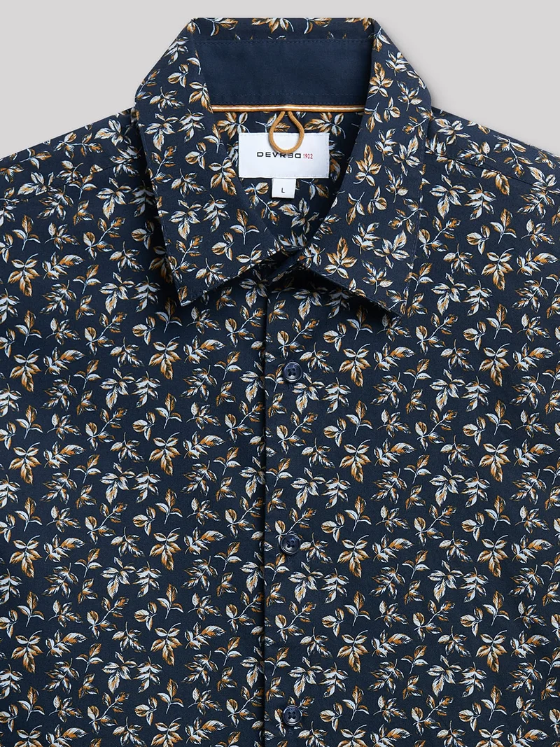 Chemise slim en popeline fleurie