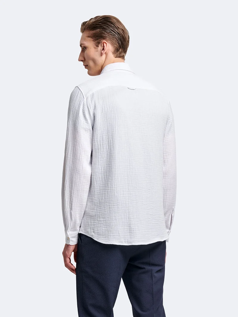 Chemise slim en gaze de coton unie