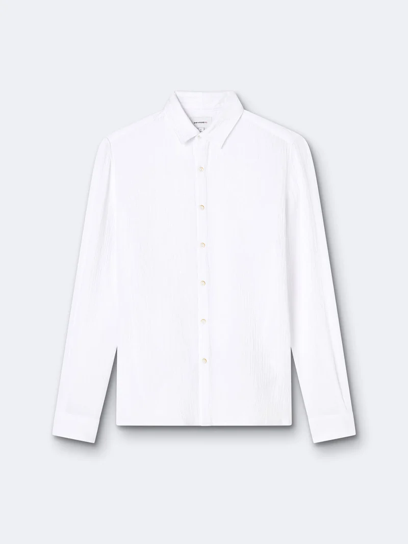 Chemise slim en gaze de coton unie