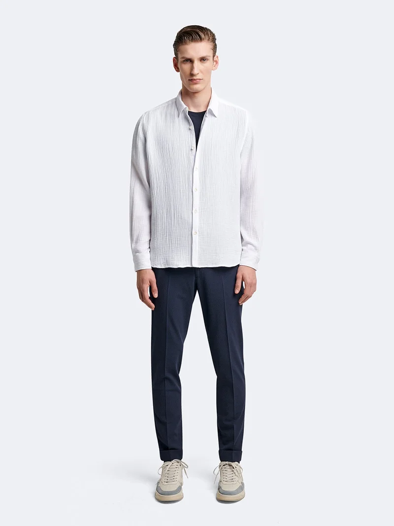 Chemise slim en gaze de coton unie