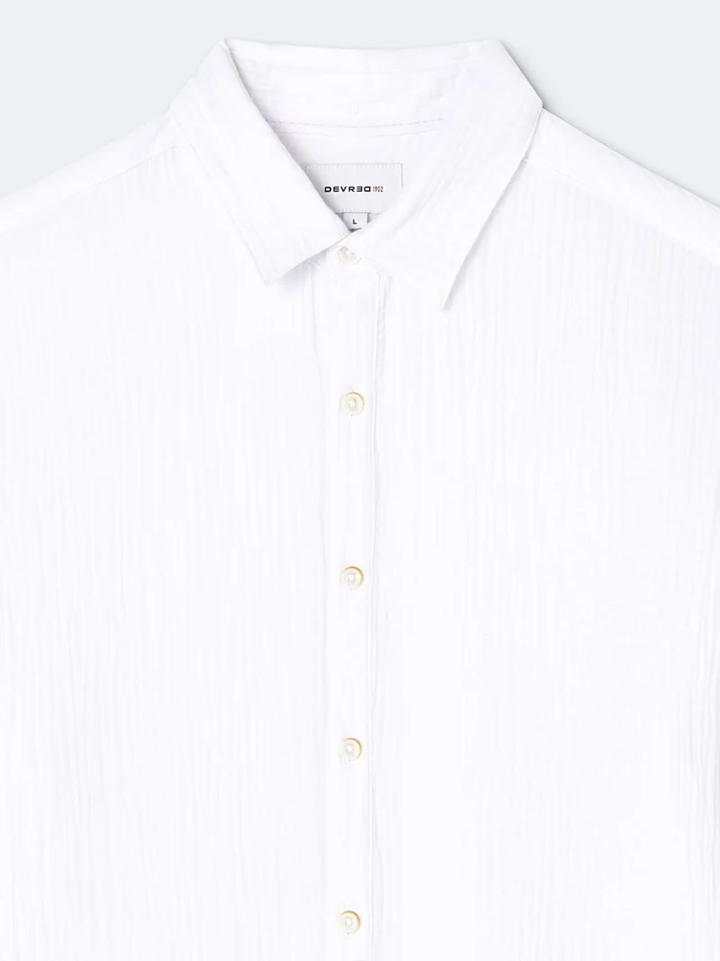 Chemise slim en gaze de coton unie