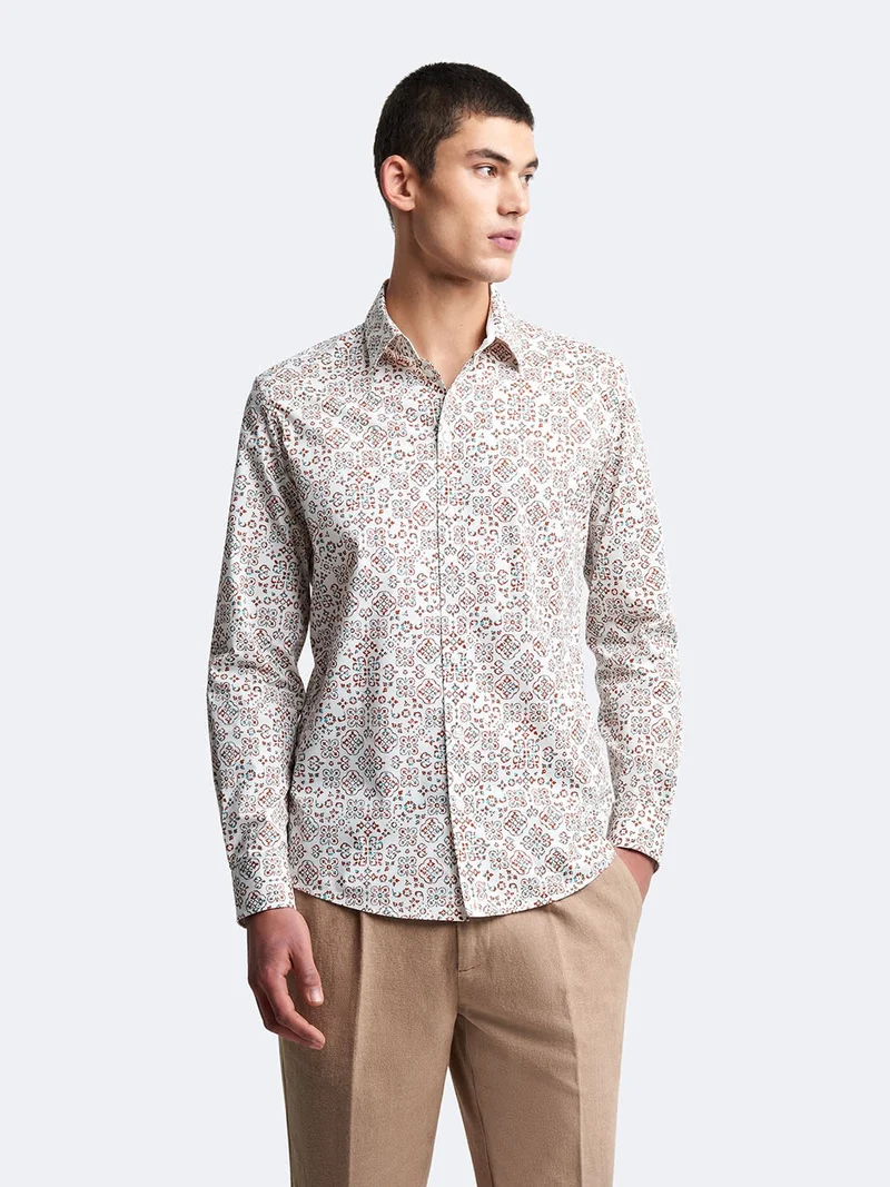 Chemise extra-slim stretch géométrique