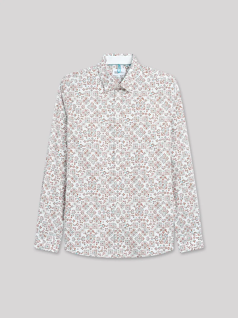 Chemise extra-slim stretch géométrique