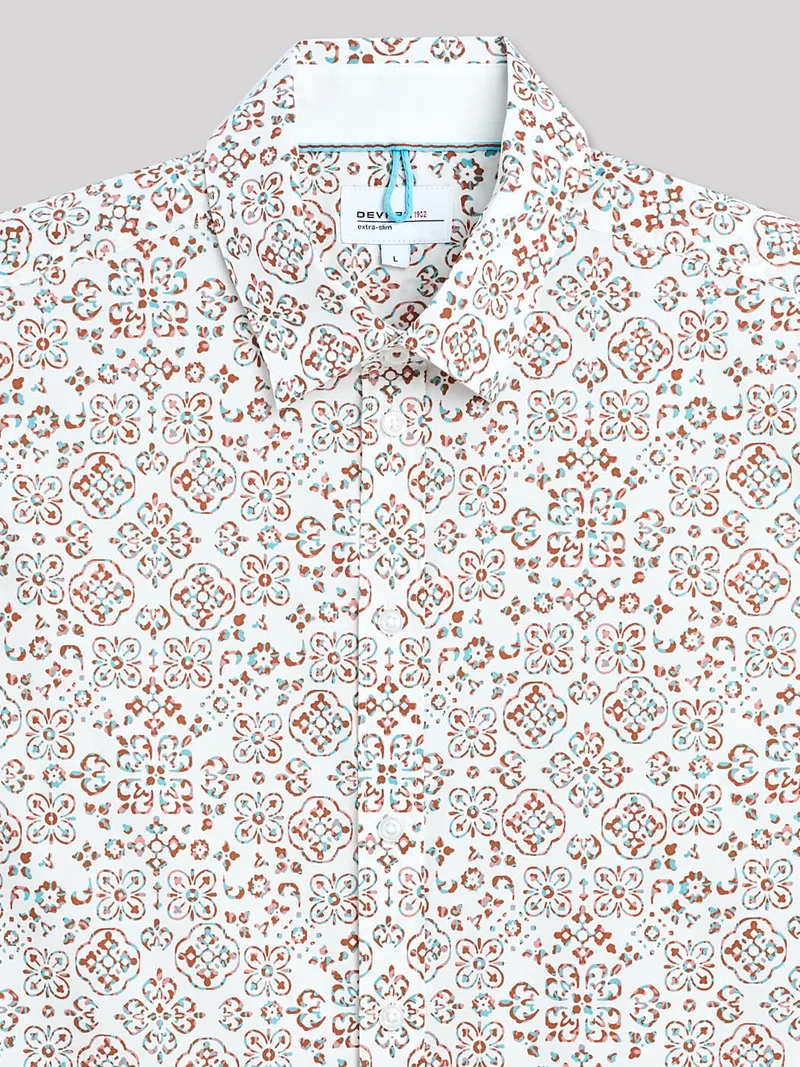 Chemise extra-slim stretch géométrique