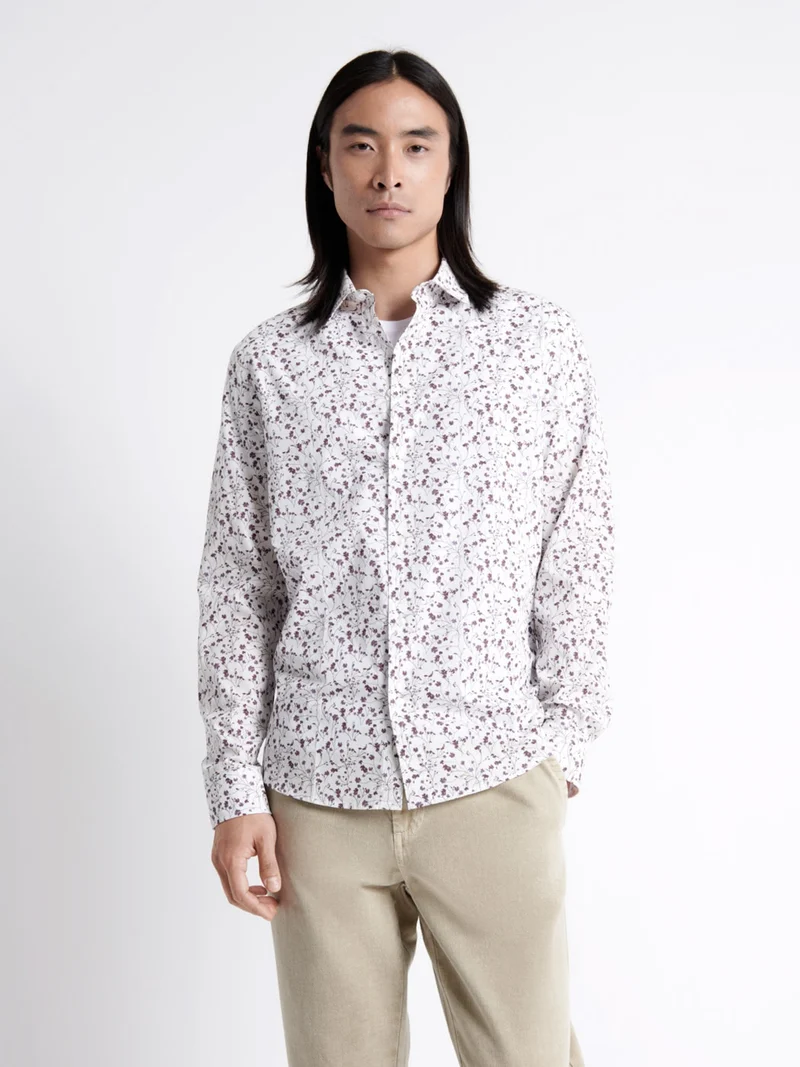 Chemise fleurie en popeline 100% coton