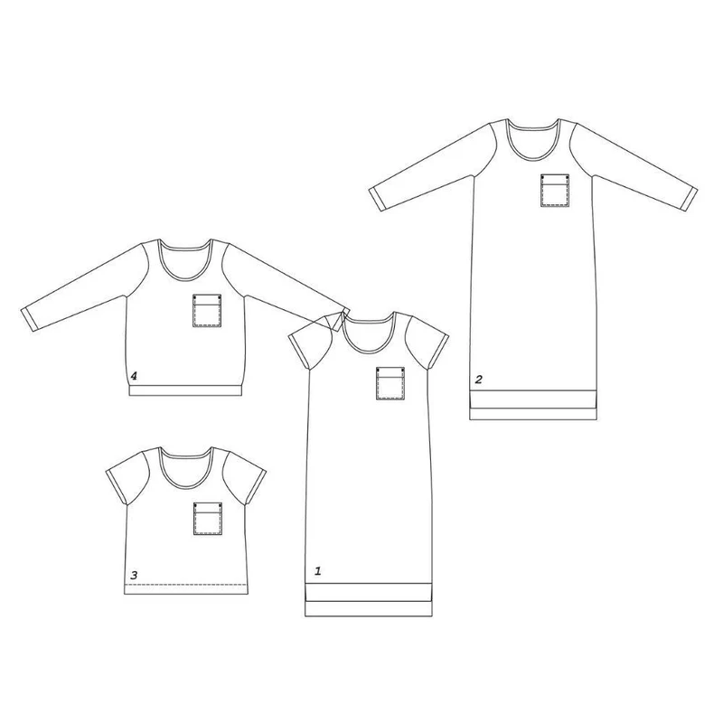 PATRON DE COUTURE PDF | T-shirt, robe et sweatshirt Jeanne | Ready to Sew | TRILINGUE (FR / EN / ES)