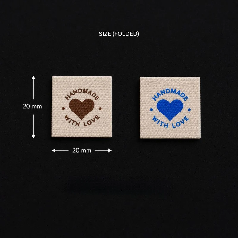 Étiquettes tissées « Handmade With Love » | Couleurs assorties | Paquet de 10