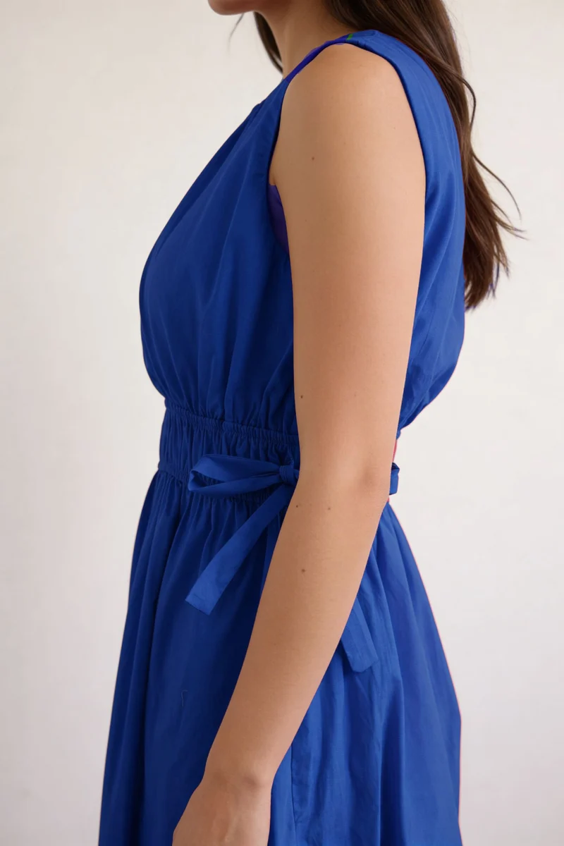 Alinay|100% Cotton Waist Tie Up Midi Dress