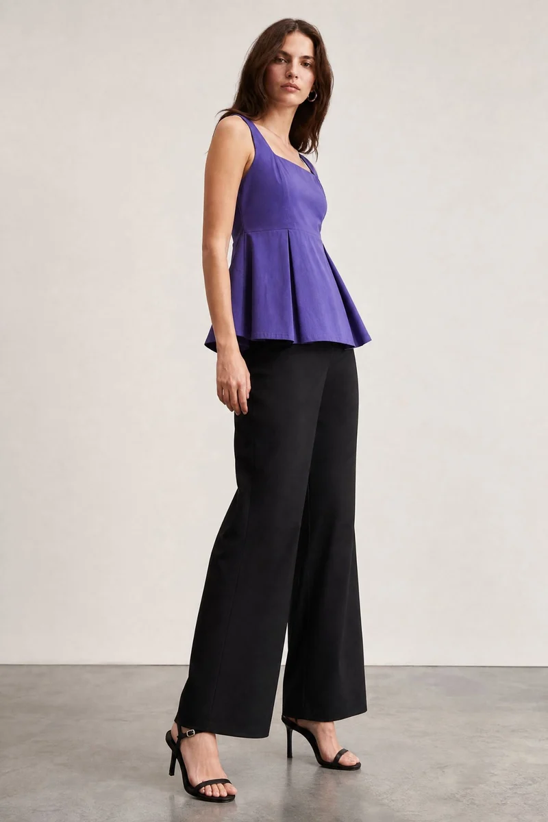 Bellora|100% Cotton Square Neck Peplum Top