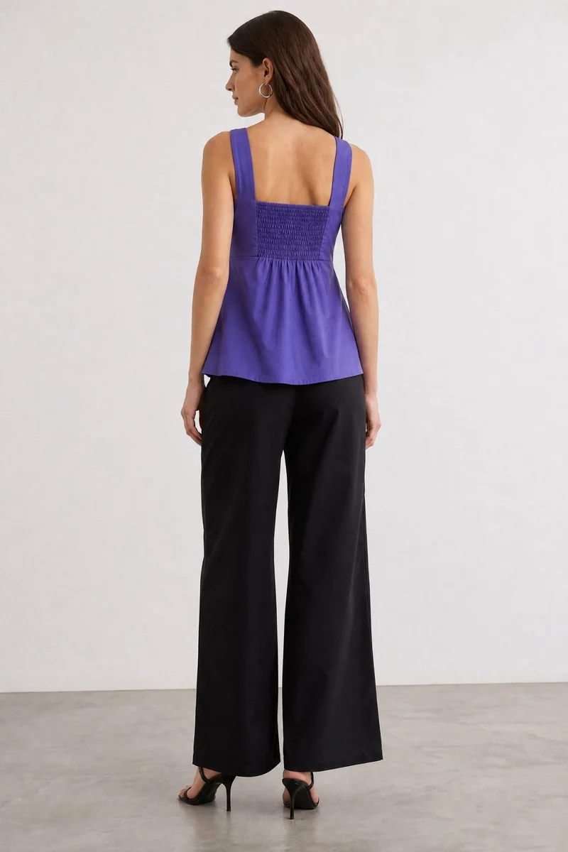 Bellora|100% Cotton Square Neck Peplum Top
