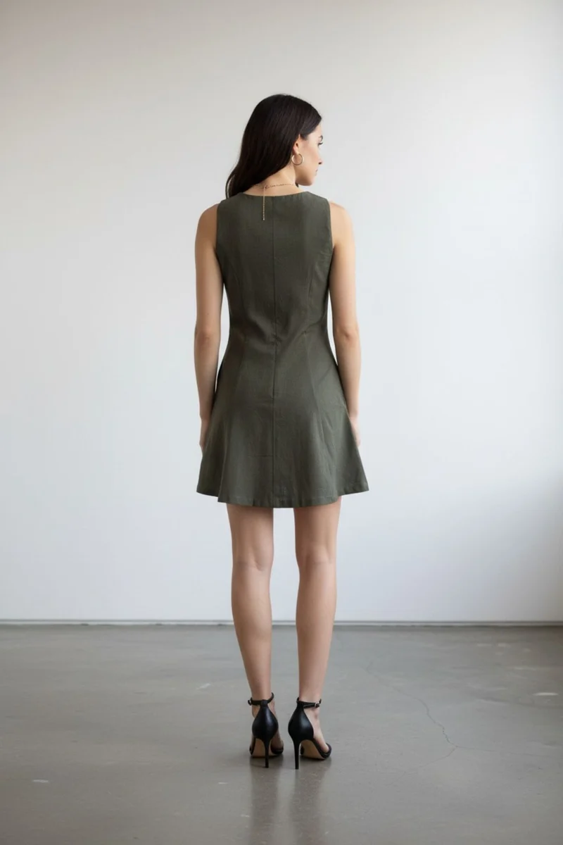 Elanora|100% Cotton Tie-Up Neck Mini Dress