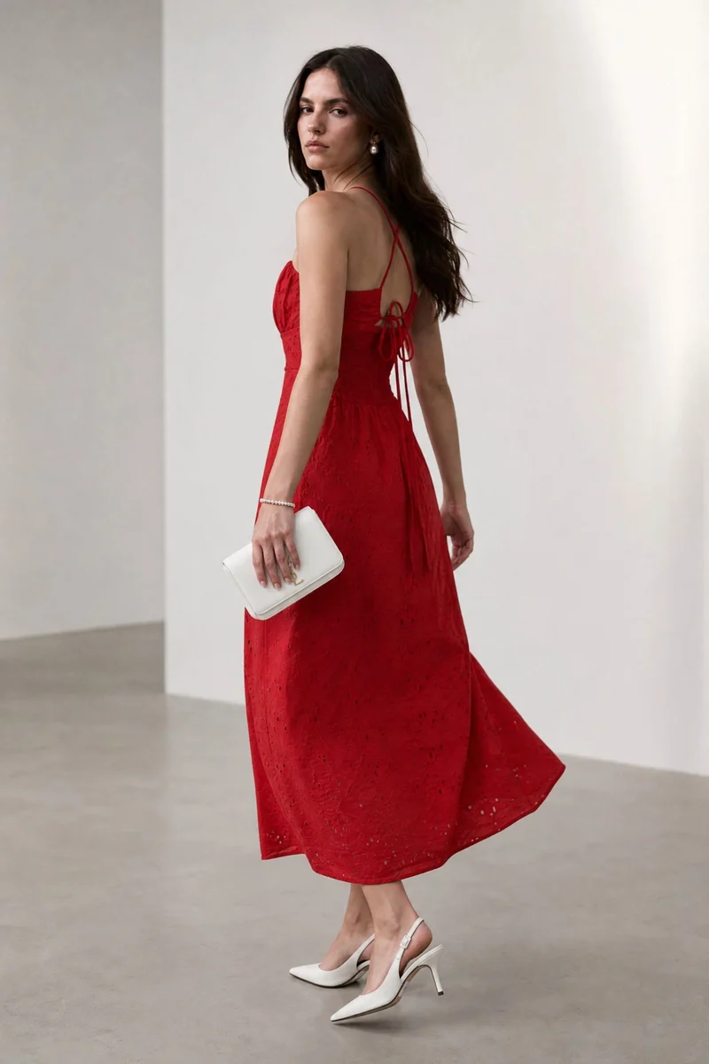Miralyn|100% Cotton Midi Dress With Slit