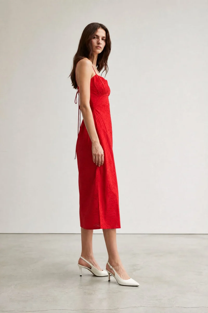 Miralyn|100% Cotton Midi Dress With Slit
