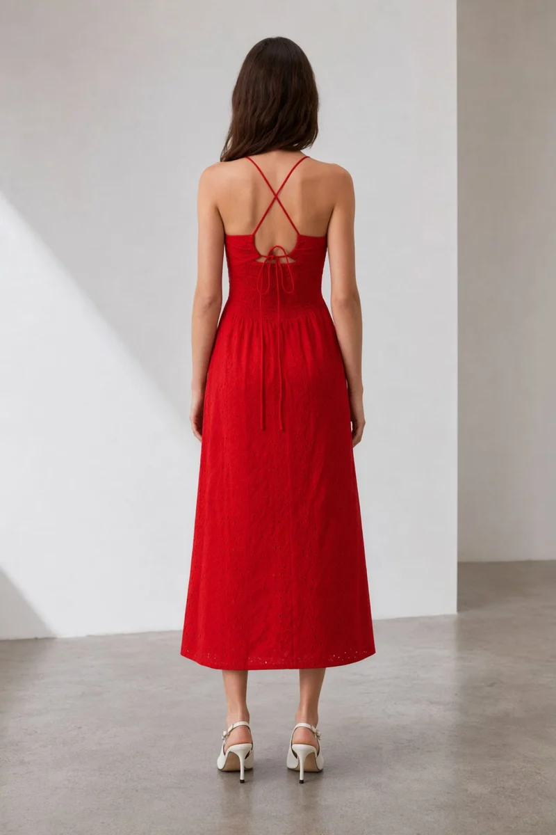 Miralyn|100% Cotton Midi Dress With Slit