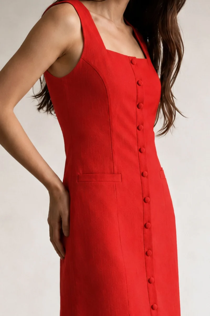 Mireyah|100% Cotton Front Button Open Mini Dress