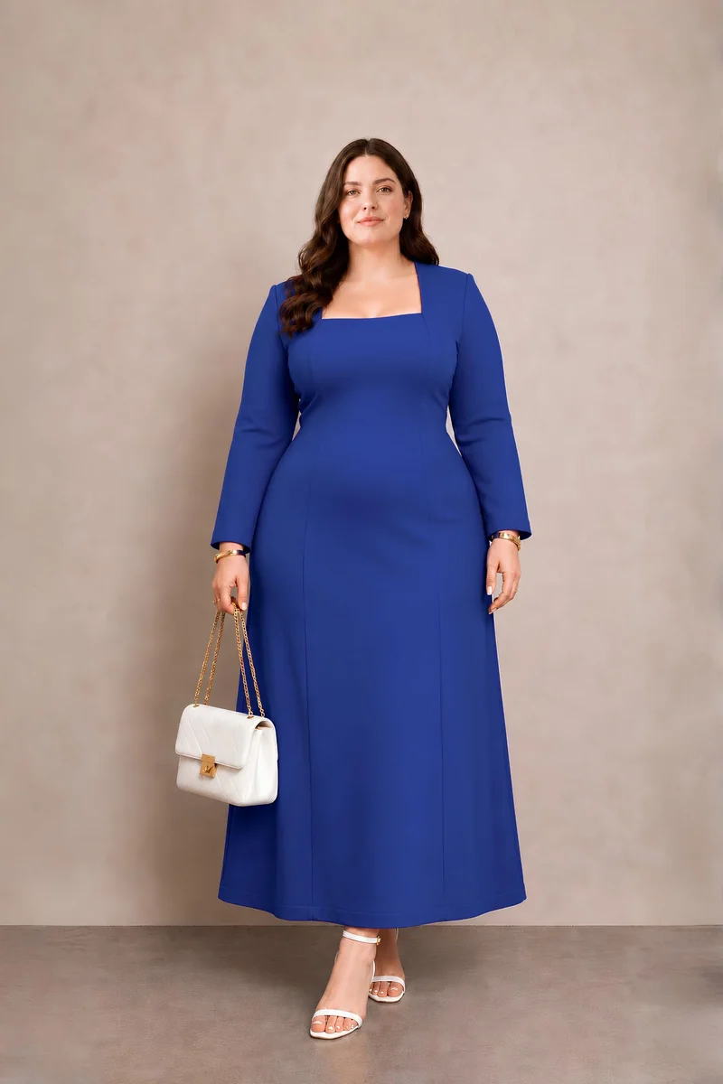 Millana|100% Tencel A-Line Dress With Square Neck