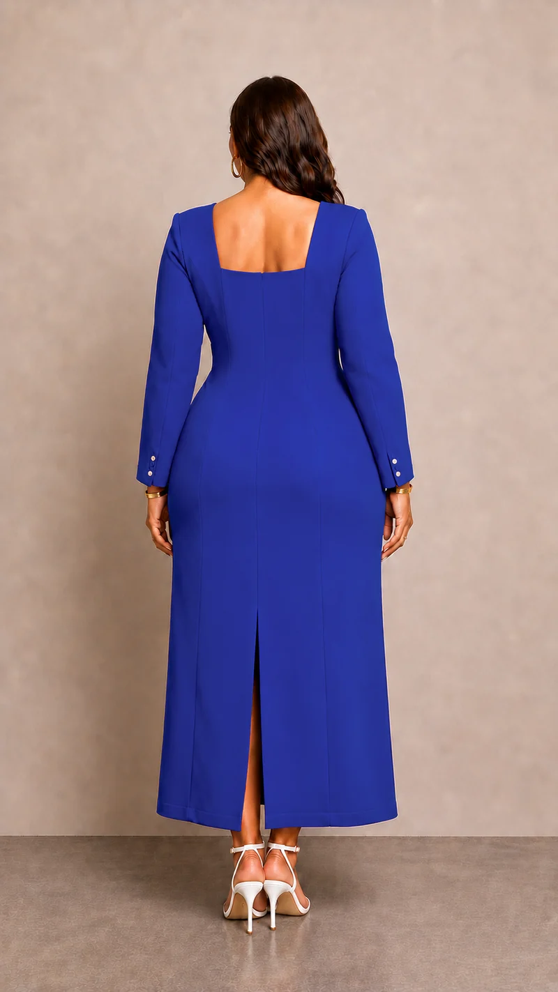 Millana|100% Tencel A-Line Dress With Square Neck
