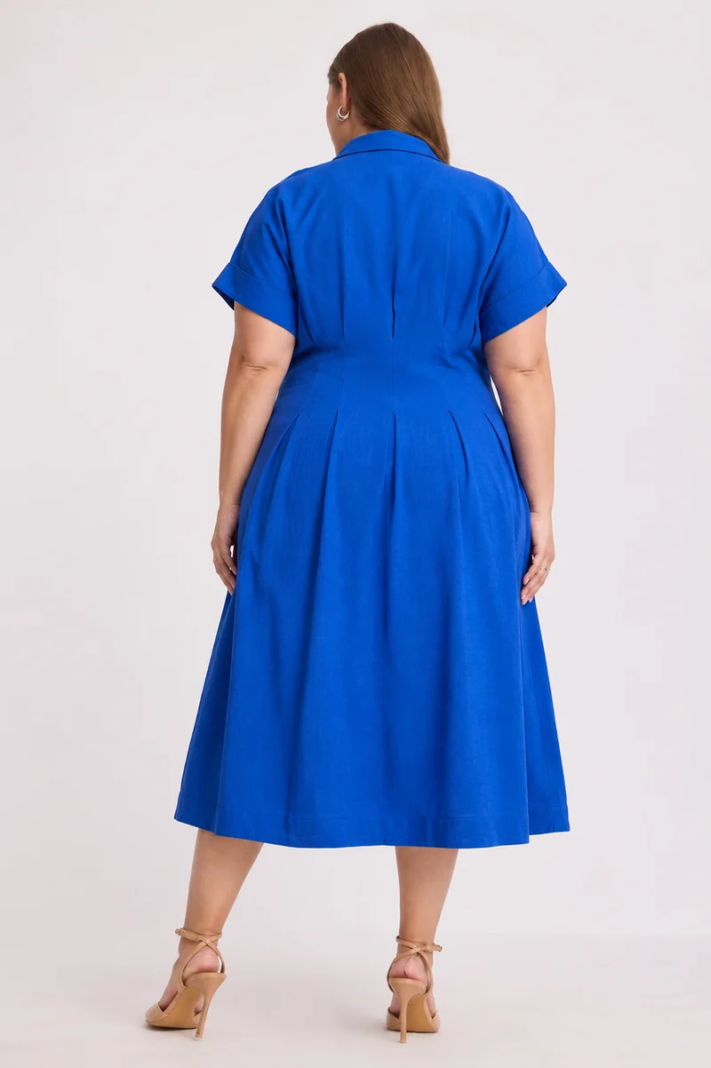 Avenelle|100% Cotton Double Belted Midi Dress