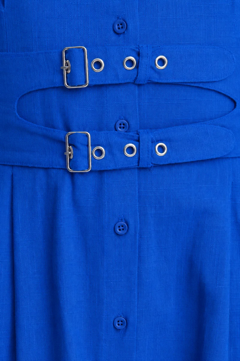 Avenelle|100% Cotton Double Belted Midi Dress
