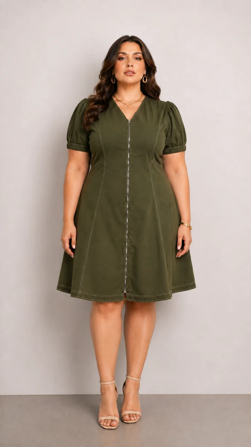 Asterine|100% Cotton Fit & Flared Mini Dress