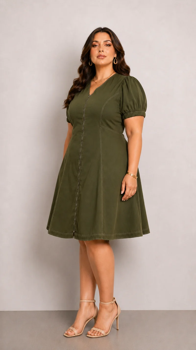 Asterine|100% Cotton Fit & Flared Mini Dress