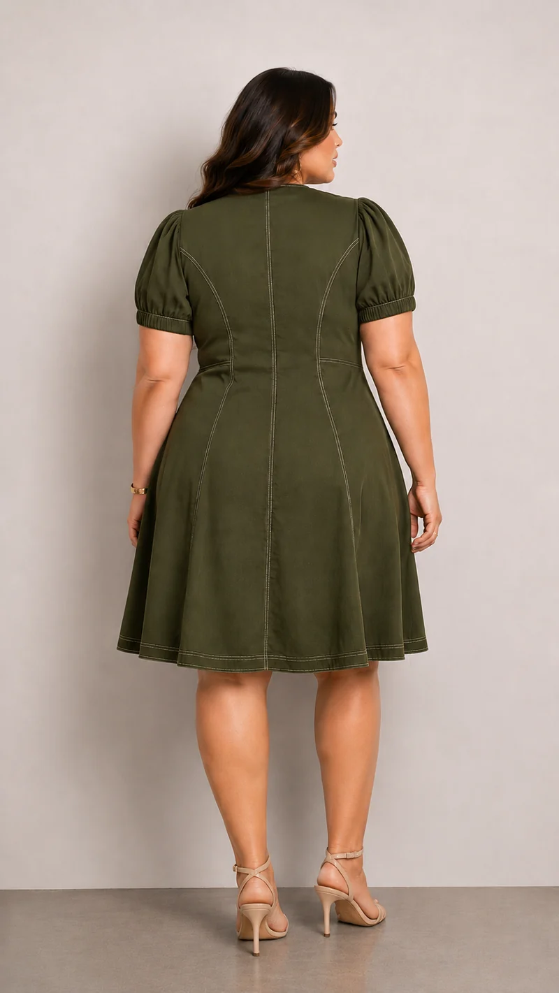 Asterine|100% Cotton Fit & Flared Mini Dress