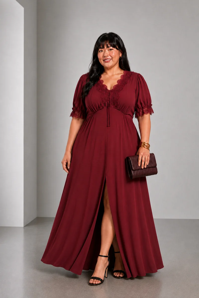 Valleria|100% Viscose V Neck A Line Dress