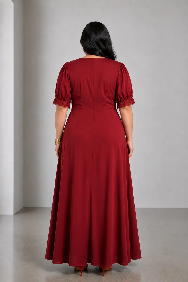 Valleria|100% Viscose V Neck A Line Dress